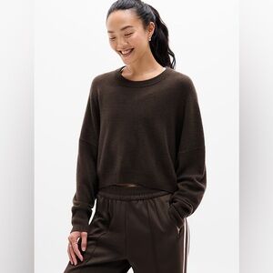 Athleta Luxe Wool Cashmere Crew Sweater Size M truffle